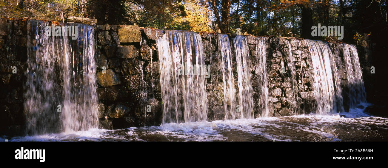 Cascata in una foresta, Parco Cedarock, Alamance County, North Carolina, STATI UNITI D'AMERICA Foto Stock