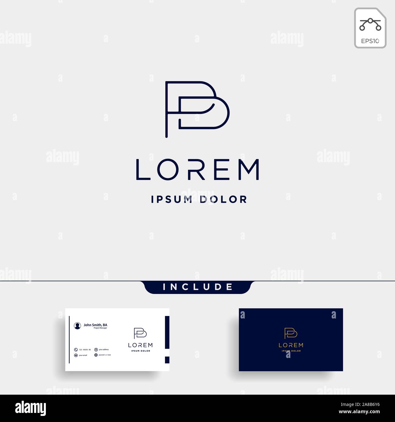 Lettera P PD Monogram Logo Design Minimal Illustrazione Vettoriale