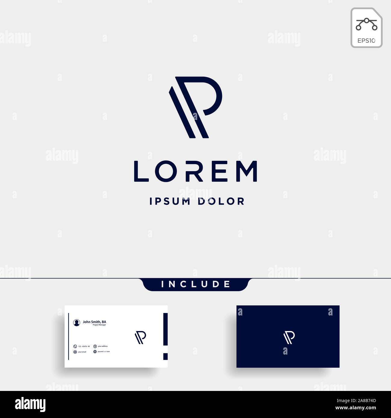 Lettera P AP Monogram Logo Design Minimal Illustrazione Vettoriale