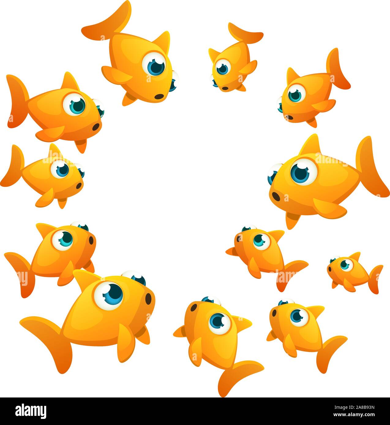 Goldfish impostato in forma di cerchio cercando all'interno Illustrazione Vettoriale