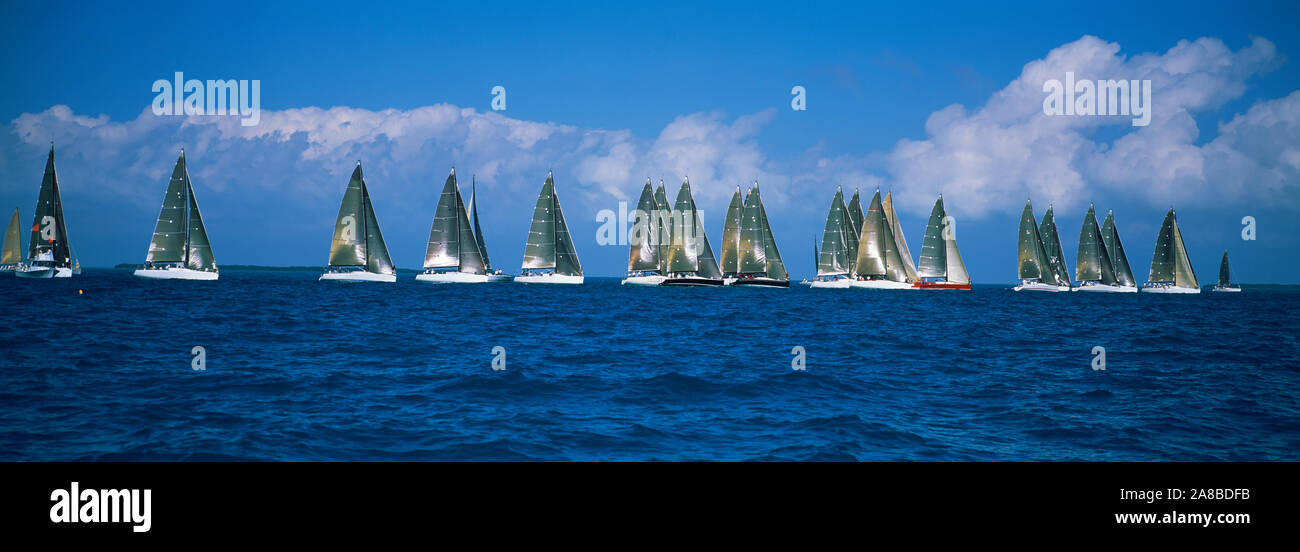 Barche a vela racing in mare, Farr 40's gara durante la Key West Race Week, Key West Florida, 2000 Foto Stock
