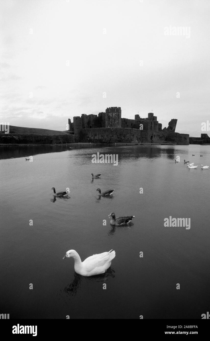 Castello di Caerphilly, Cardiff Wales, Regno Unito Foto Stock