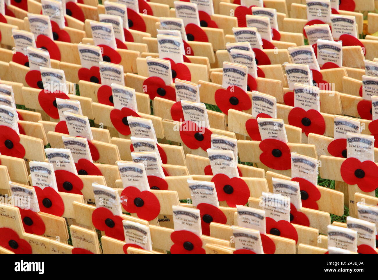 Londra, Regno Unito. 07 Nov, 2019. Papaveri su croci visto durante la fase di apertura dell'Abbazia di Westminster Campo di ricordo a Londra. Credito: SOPA Immagini limitata/Alamy Live News Foto Stock