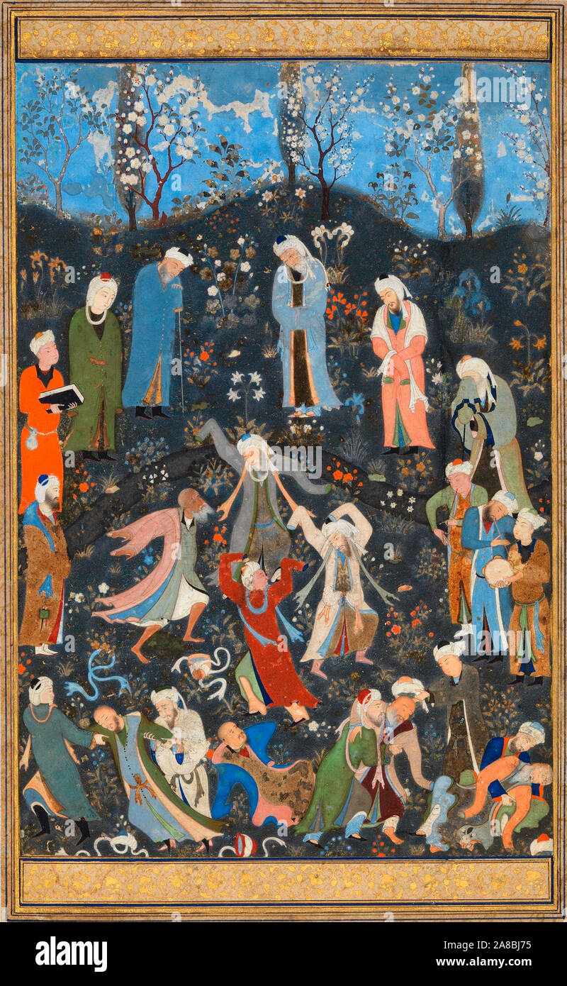 Dervisci tourneurs, da Kamal ud-din behzad (c. 1480/1490) Foto Stock