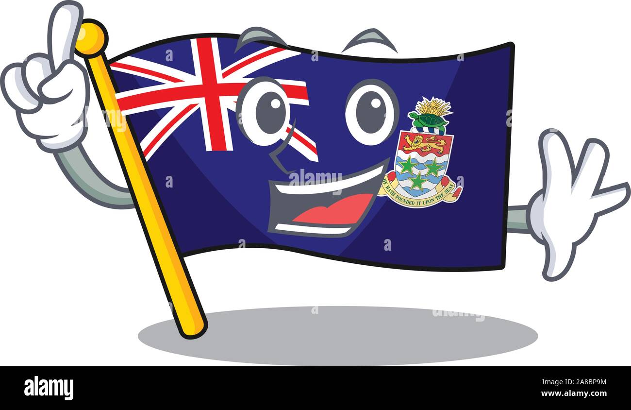 Dito felice bandiera delle isole Cayman con il cartoon Illustrazione Vettoriale