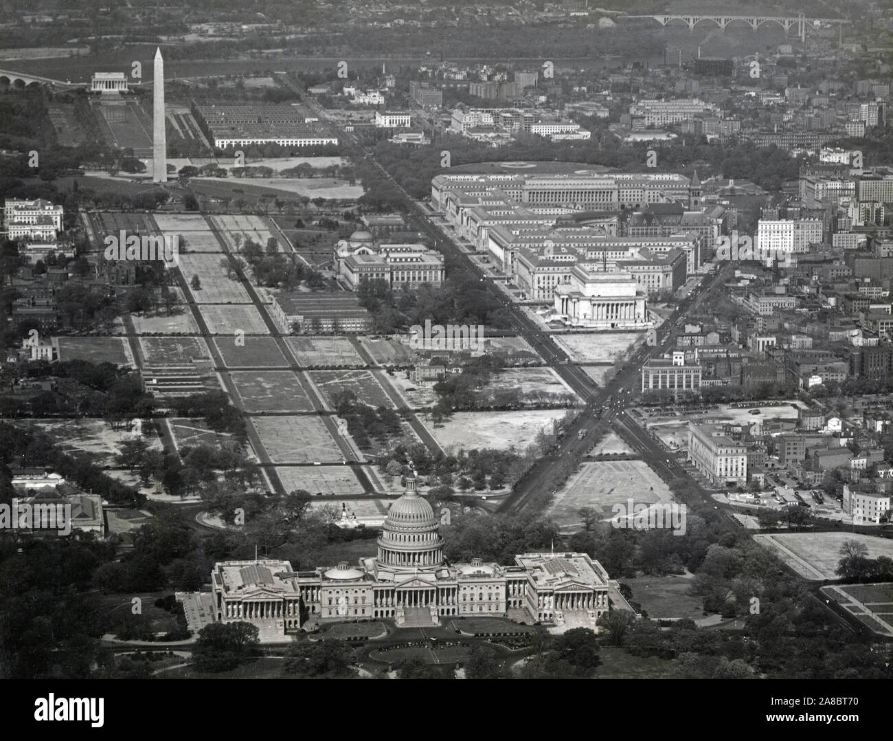 Fotografia di Vista aerea degli Stati Uniti Capitol e il Triangolo Federale Giugno 15, 1938 Foto Stock