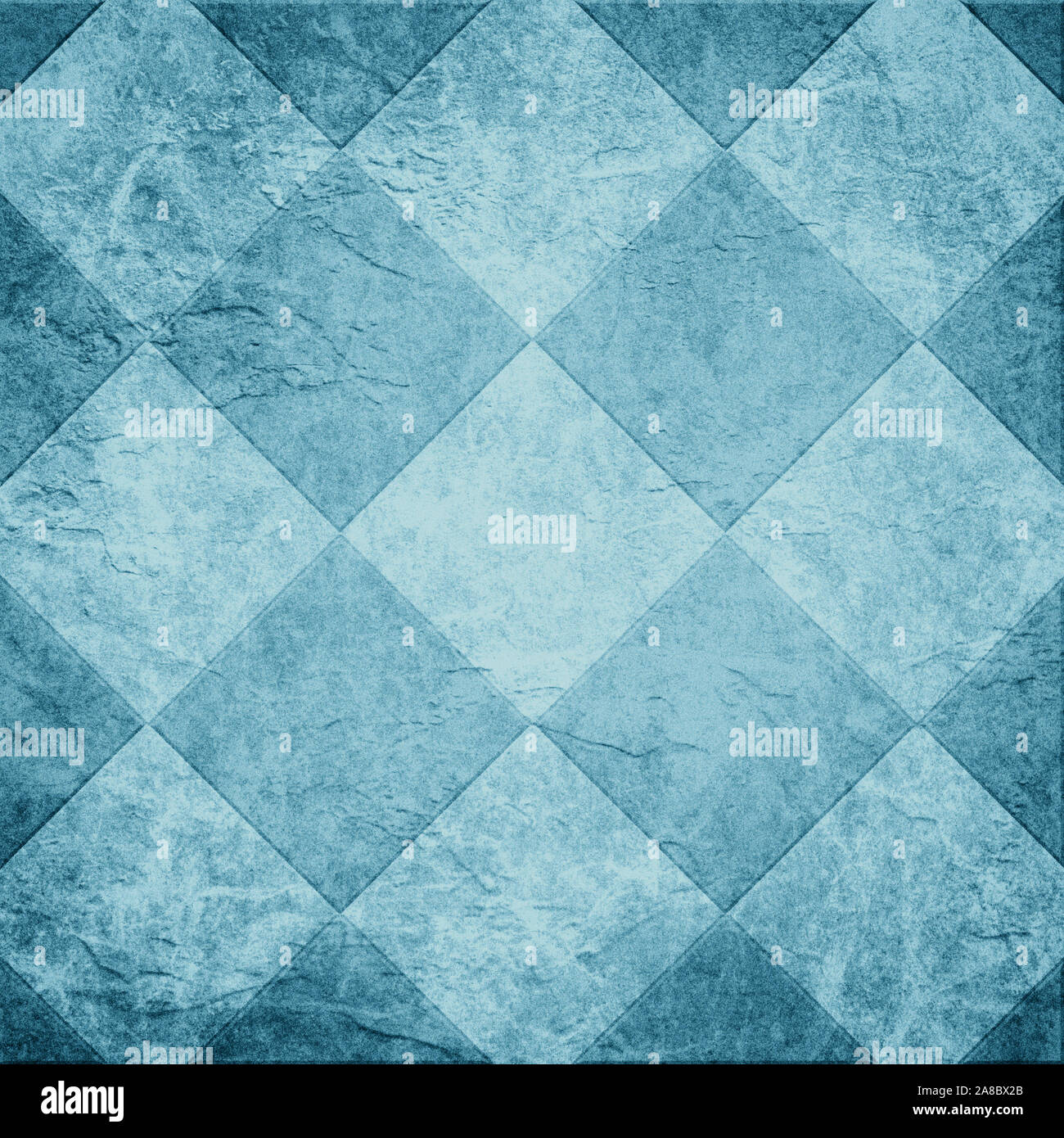 Tegole blu immagine di sfondo o astratta o diamante forma blocco modello sulla vecchia carta vintage texture di sfondo, forme quadrate in textu geometrica Foto Stock