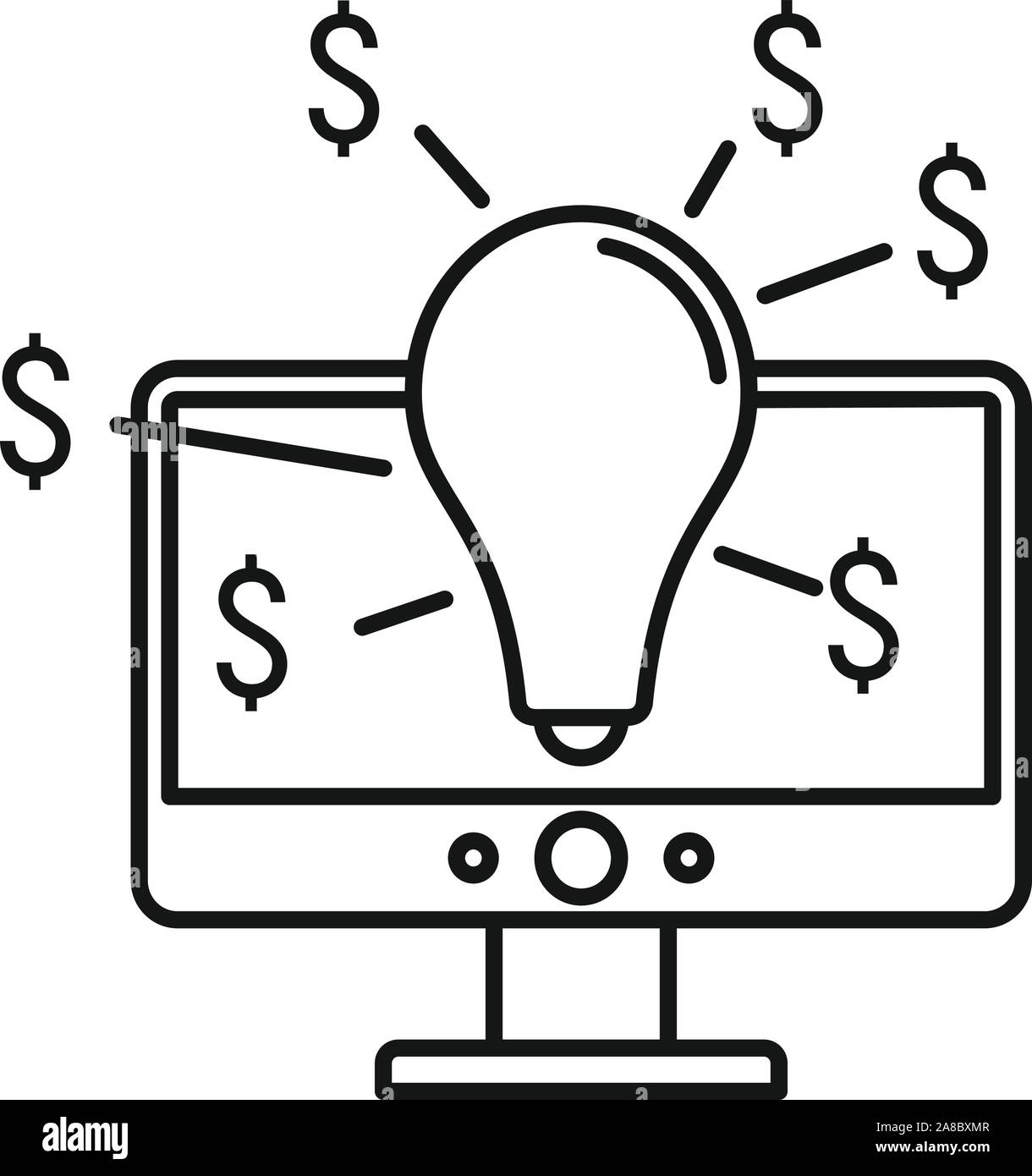 Pc icona crowdfunding. Pc Outline crowdfunding icona vettoriali per il web design isolato su sfondo bianco Illustrazione Vettoriale
