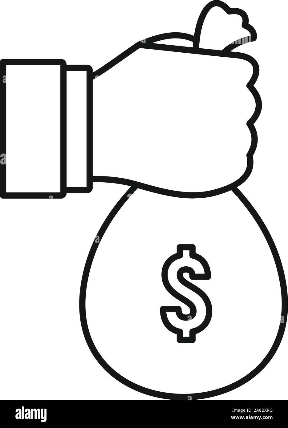 Mano denaro borsa icona. Profilo lato denaro borsa icona vettoriali per il web design isolato su sfondo bianco Illustrazione Vettoriale