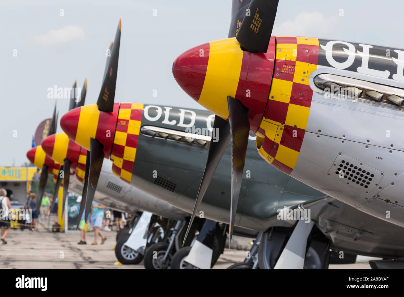 Una guerra mondiale II era P Mustang esegue un volo al 2019 Thunder su Airshow Michigan. Foto Stock