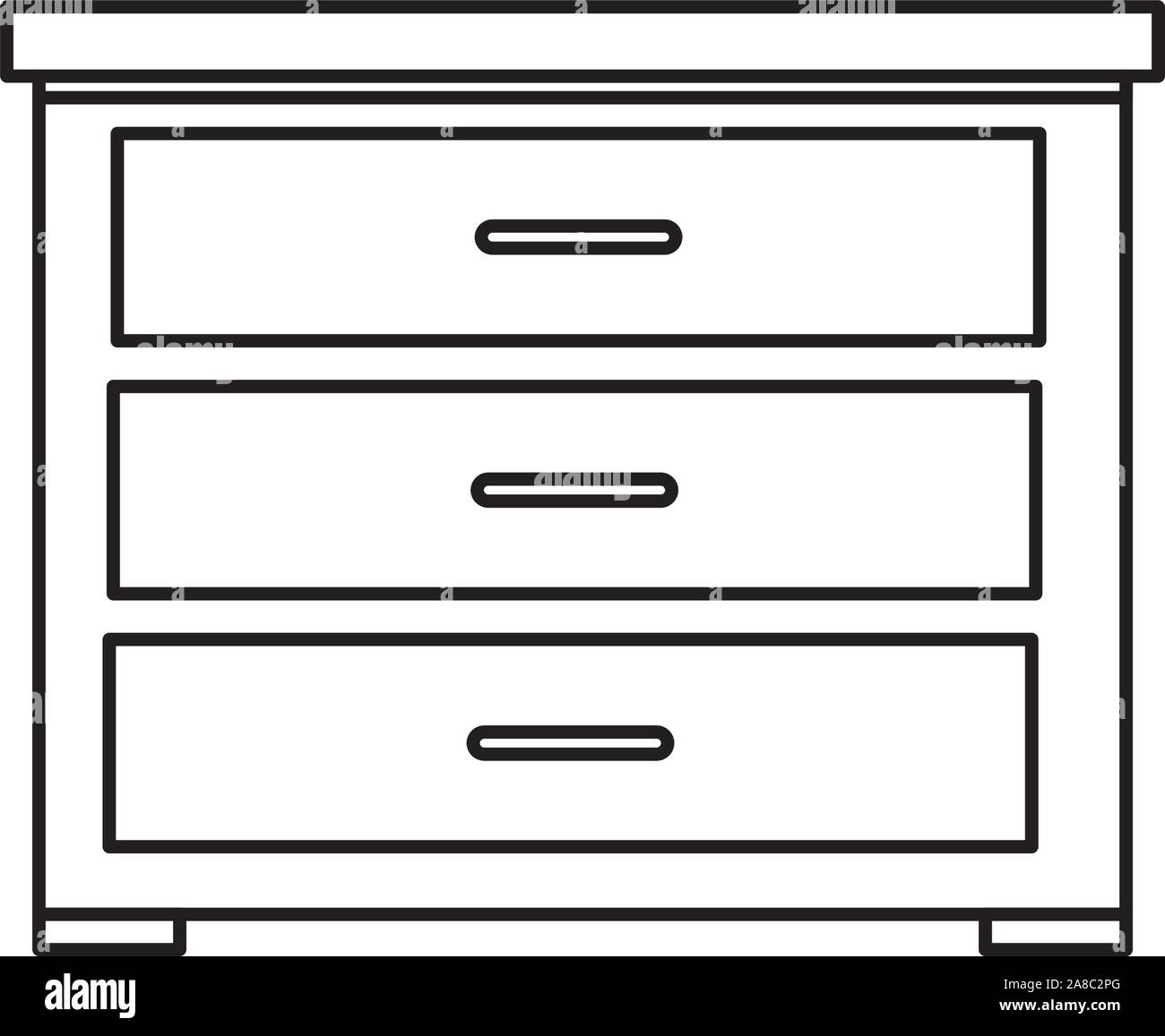 Cassetto in legno linea mobili icona di stile Illustrazione Vettoriale