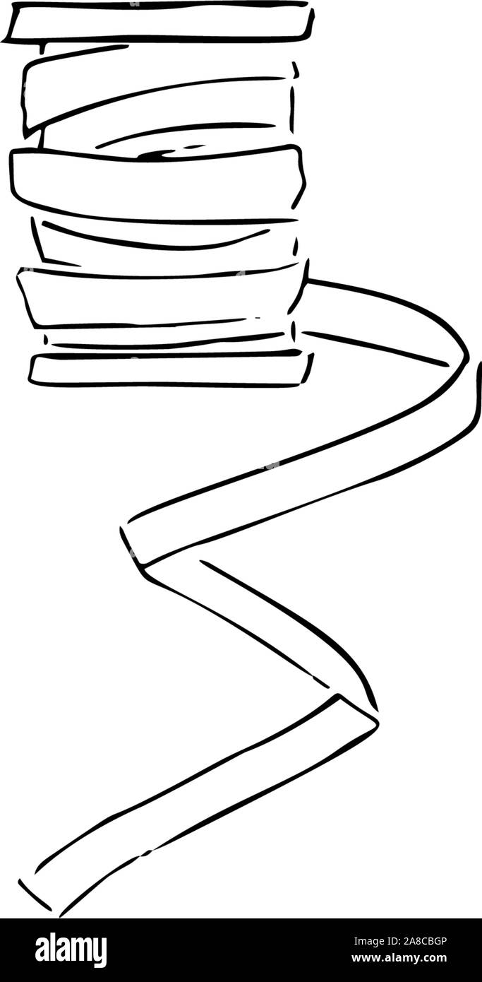 Filetto decorativo nastro isolato su bianco. Illustrazione Vettoriale. silhouette inchiostro della penna Illustrazione Vettoriale