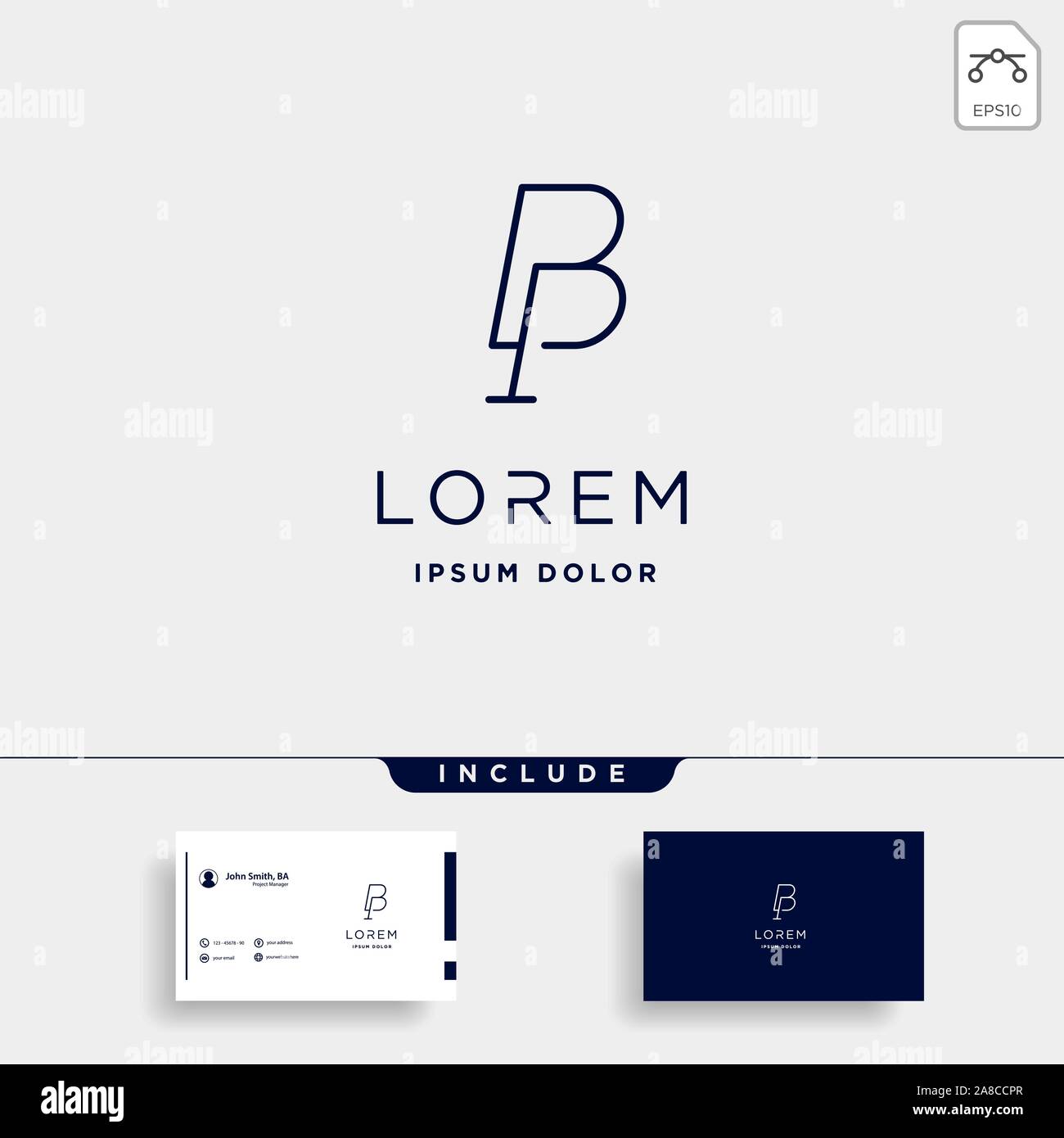 Lettera B P BP PB Logo Design semplice vettore Illustrazione Vettoriale