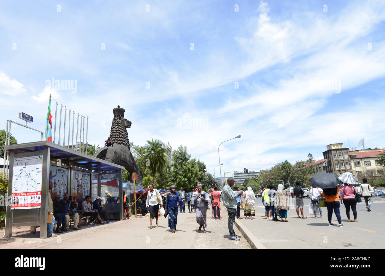 La vivace strada di Churchill ad Addis Abeba. Foto Stock