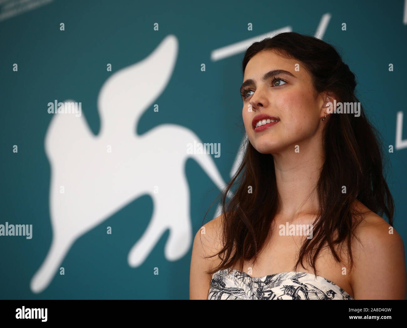 Venezia, Italia - 30 agosto 2019: Margaret Qualley assiste 'Seberg' photocall durante il 76° Festival del Cinema di Venezia il 30 agosto 2019 Foto Stock