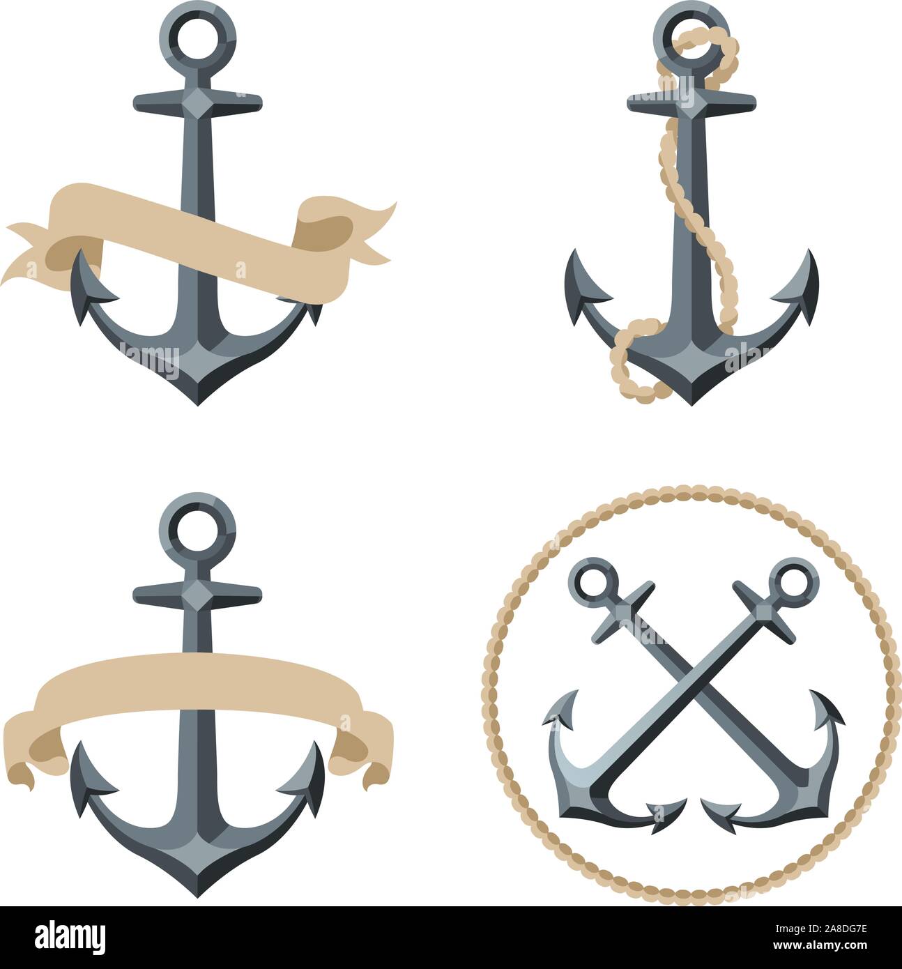 Emblema di ancoraggio delle illustrazioni Illustrazione Vettoriale