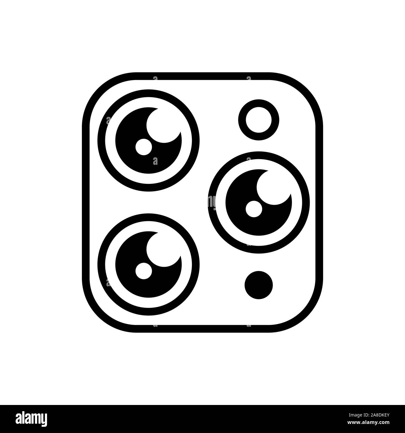 Triple fotocamera icona semplice su un bianco sfondo isolato Illustrazione Vettoriale