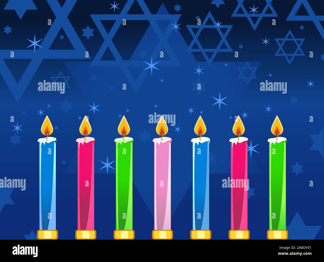 Candele ebraica design della scheda Illustrazione Vettoriale