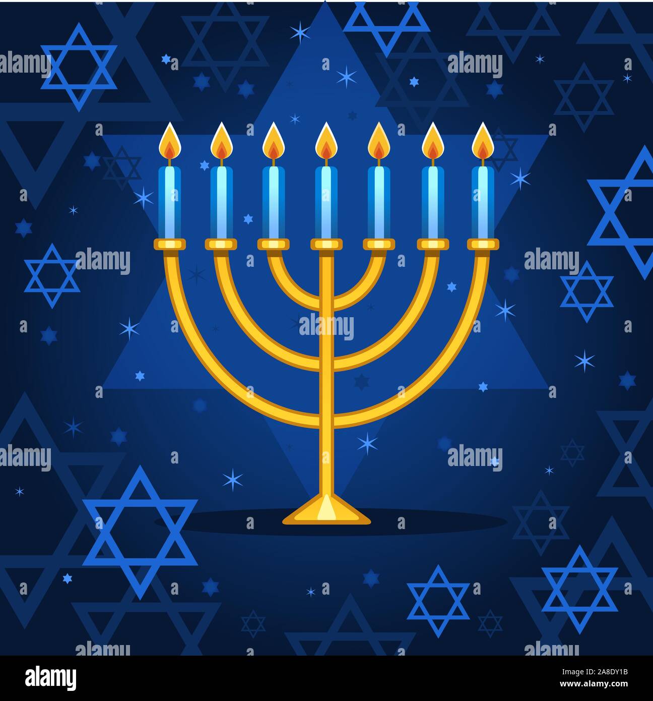 Il Menorah notte scintille cartoon illustrazione Illustrazione Vettoriale