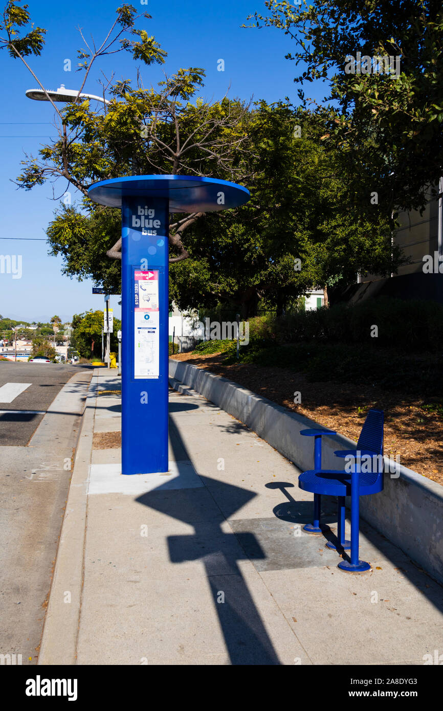 Big Blue Bus stop, Ocean Park Blvd Santa Monica, nella contea di Los Angeles, California, Stati Uniti d'America Foto Stock