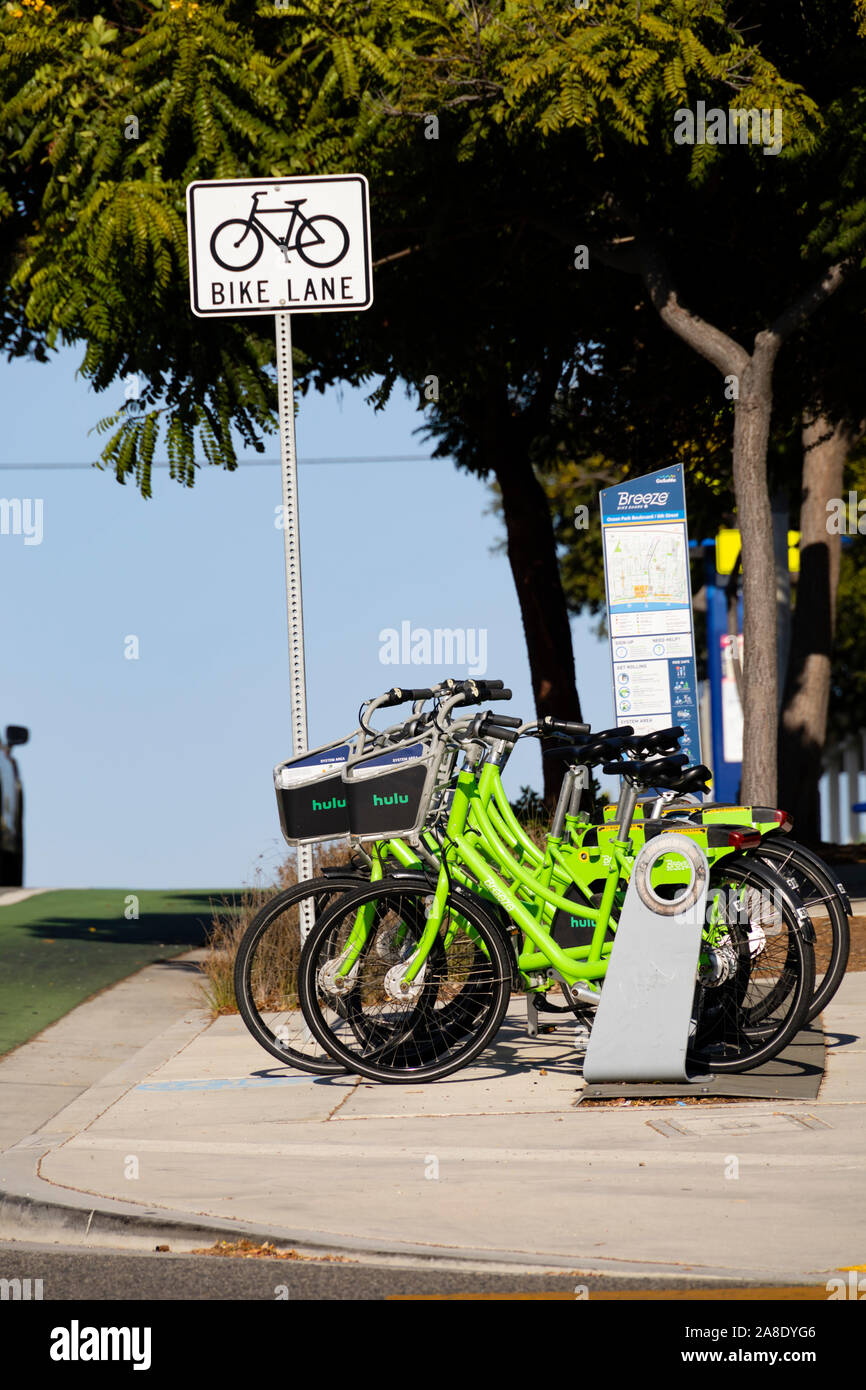 Il Breeze Bike Punto di rientro, Ocean Park BlvdSanta Monica, Contea di Los Angeles, California, Stati Uniti d'America Foto Stock