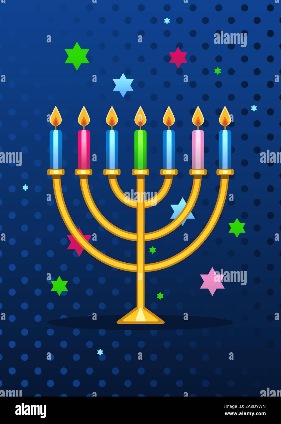 Il menorah ebraica cartoon illustrazione Illustrazione Vettoriale