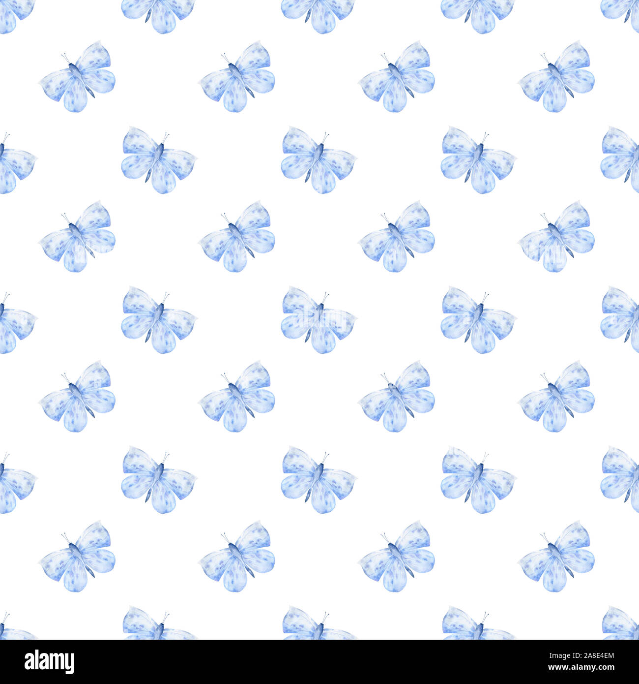 Modello senza cuciture con volare farfalle e Pansy fiori in stile acquarello. La bellezza della natura. Sfondo per tessuto tessile, di stampa e di invito Foto Stock