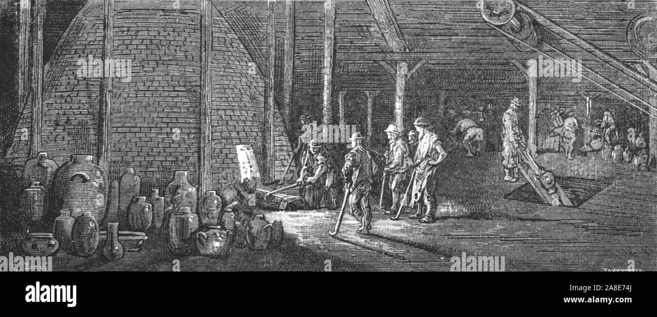 "Lambeth ceramiche', 1872. Royal Doulton prodotte ceramiche fini dal loro sito di fabbrica a Lambeth da 1815 fino agli anni cinquanta l. Da "Londra. Un pellegrinaggio" da Gustave Dore e Blanchard Jerrold. [Grant e Co., così 72-78, Turnmill Street, E.C., 1872]. Foto Stock