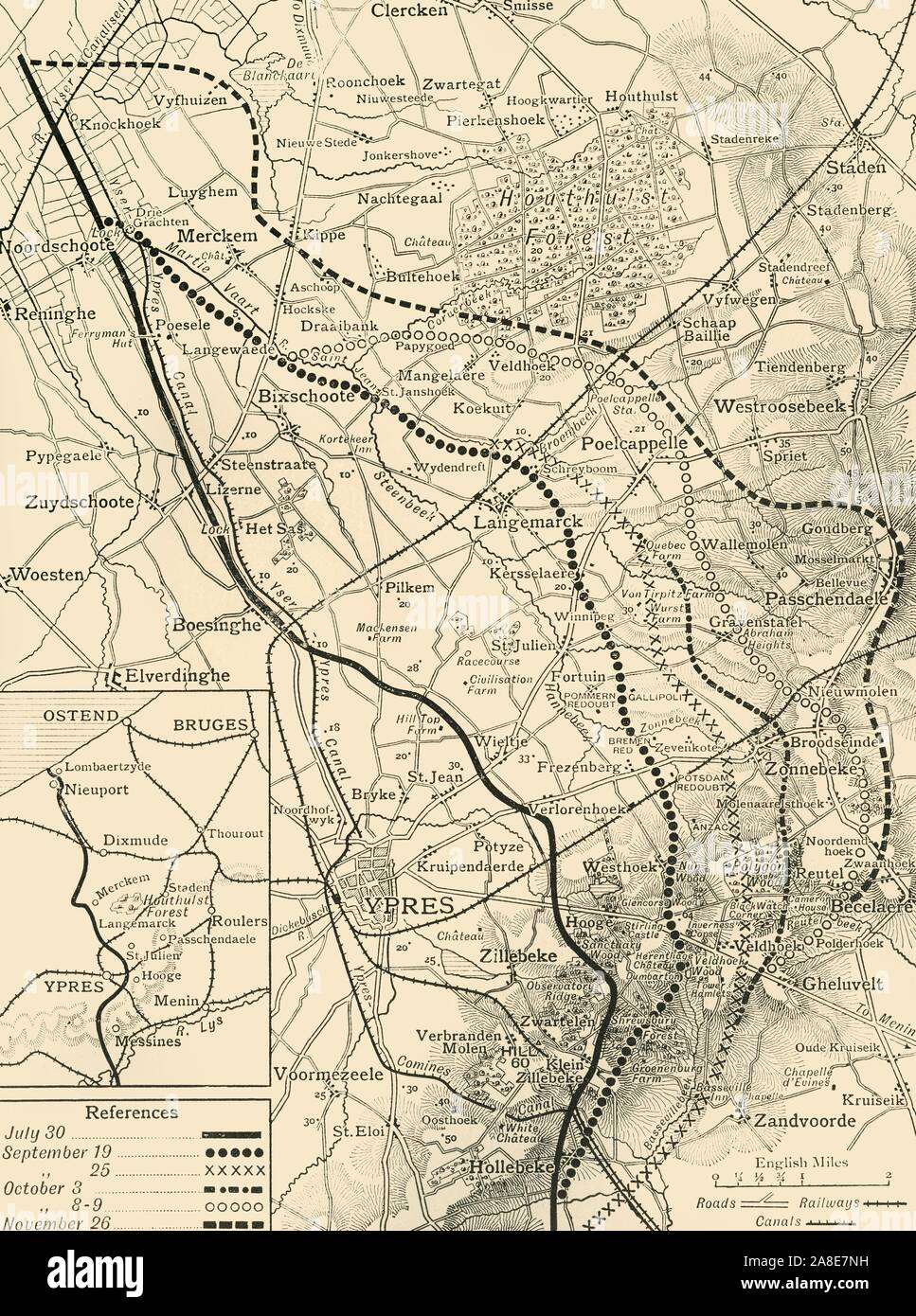 Fiandre Mappa Mappa della prima guerra mondiale della prima linea a fiandre immagini ...