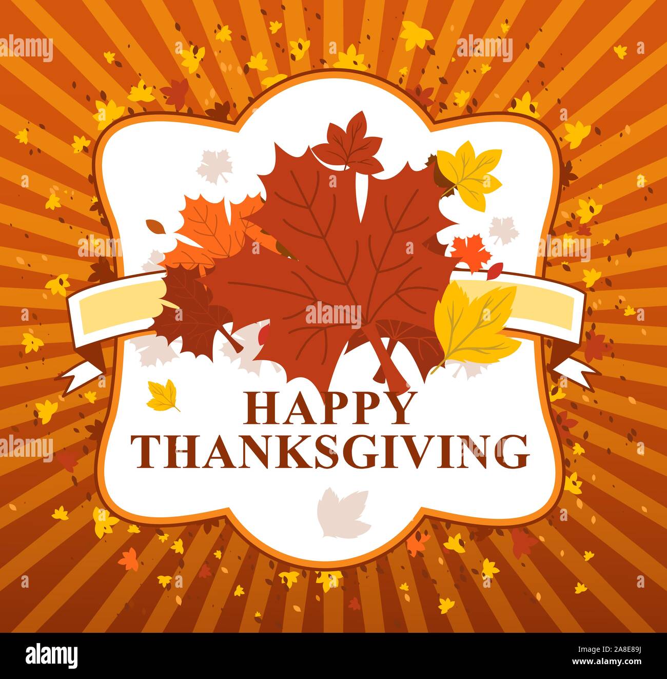 Felice giorno del Ringraziamento lascia banner Illustrazione Vettoriale
