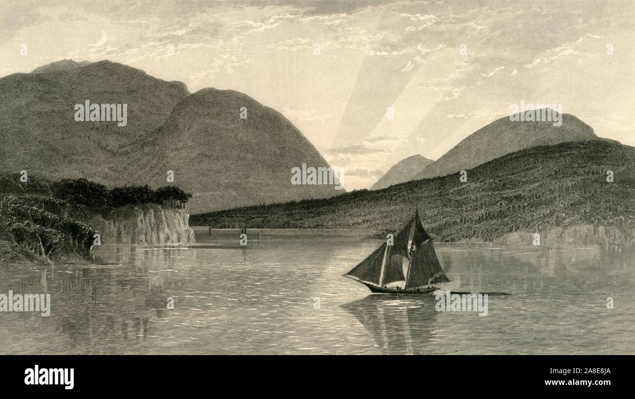 Il 'Monte deserto, costa del Maine", 1872. Vista dell'isola di Mount Desert, Nord Est degli Stati Uniti. Dal pittoresco America; o, la terra in cui viviamo, una delimitazione dalla penna e matita di montagne, fiumi, laghi...con illustrazioni su acciaio e legno da eminenti artisti americani" Vol. Ho curato da William Cullen Bryant. [D. Appleton and Company, New York, 1872] Foto Stock