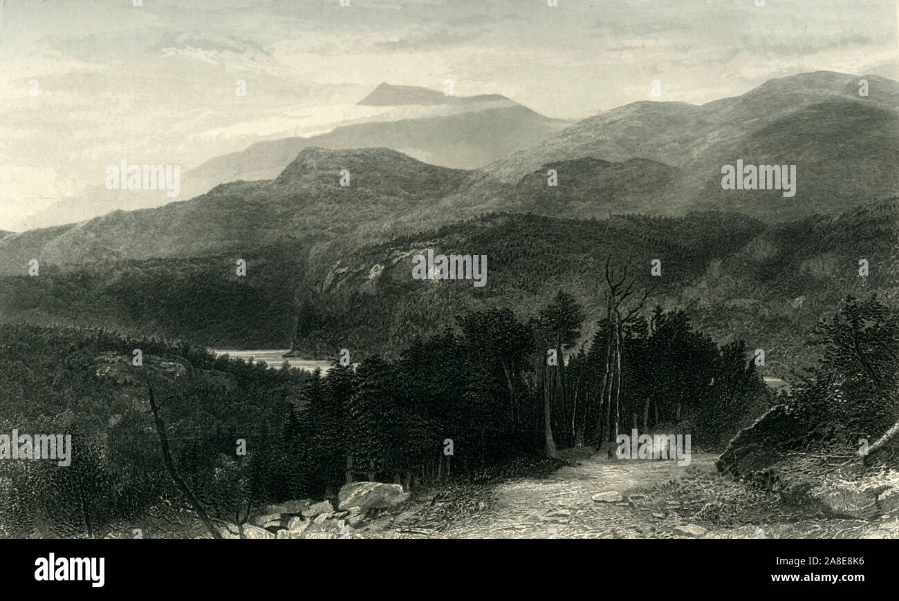 'L'Smoky Mountains, (North Carolina)", 1872. Vista di Great Smoky Mountains nel sud-est degli Stati Uniti. Dal pittoresco America; o, la terra in cui viviamo, una delimitazione dalla penna e matita di montagne, fiumi, laghi...con illustrazioni su acciaio e legno da eminenti artisti americani" Vol. Ho curato da William Cullen Bryant. [D. Appleton and Company, New York, 1872] Foto Stock