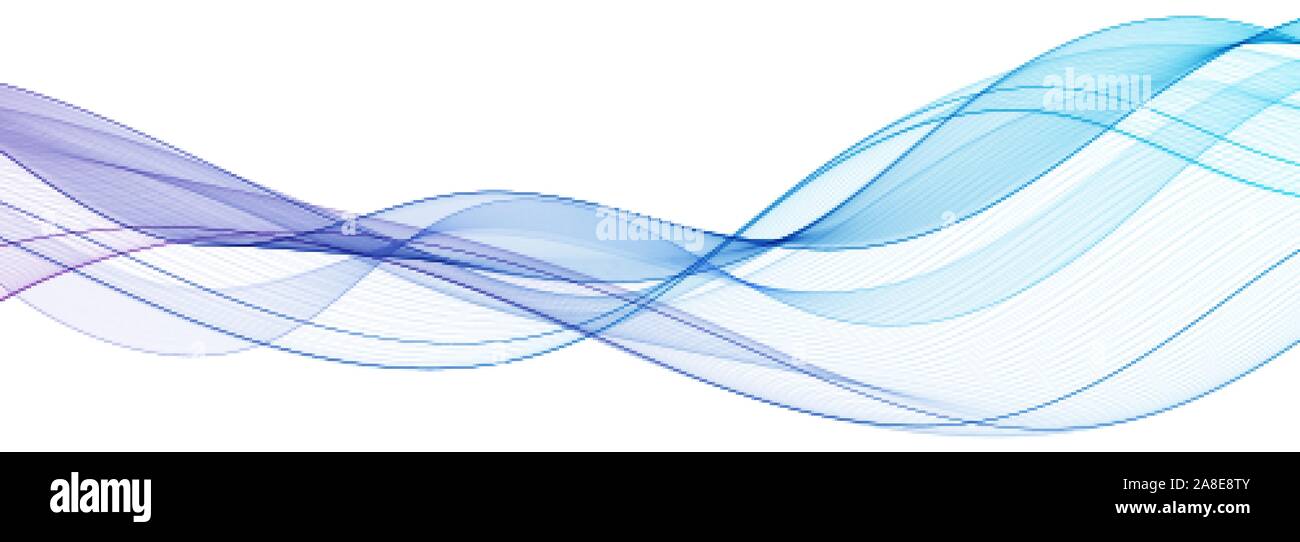 Vettore astratto sfondo blu trasparente linee ondulate per brochure, sito web, flyer design. Fumo blu onda. Blu sfondo ondulate. eps 10 Illustrazione Vettoriale