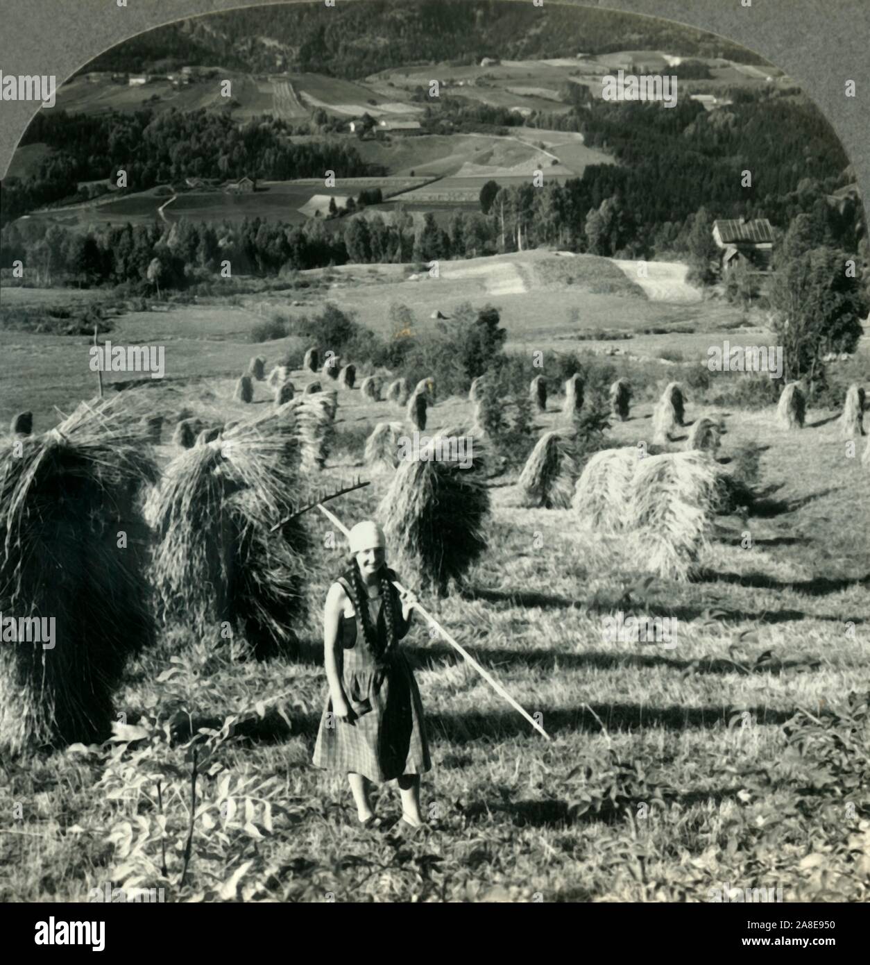'Un raccolto Telemarken scena vicino Saúde, Norvegia', c1930s. Il Telemark è una regione tradizionale di Norvegia. Da "Giro del mondo". [Keystone View Company, Meadville, Pa., New York, Chicago, Londra] Foto Stock