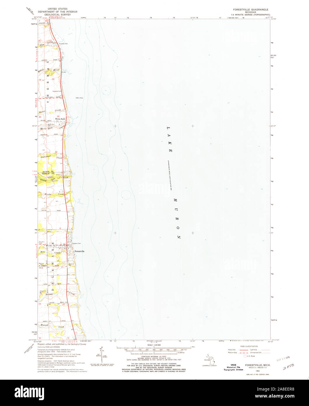USGS TOPO Map Michigan MI Forestville 276124 1963 24000 Foto Stock