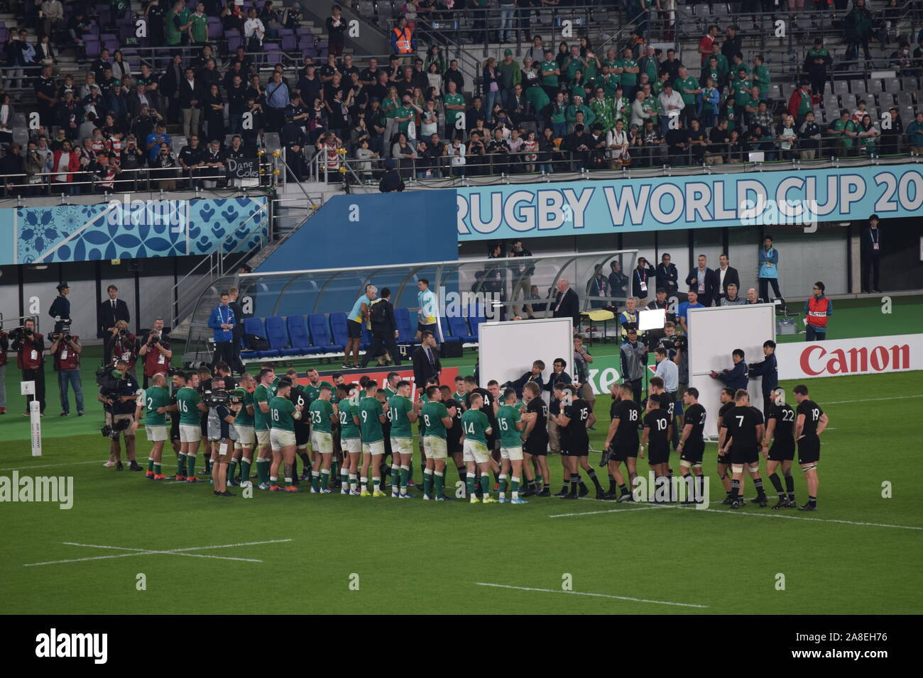 Coppa del Mondo di Rugby - Giappone 2019, quarto di finale tra Irlanda e Nuova Zelanda. Foto Stock