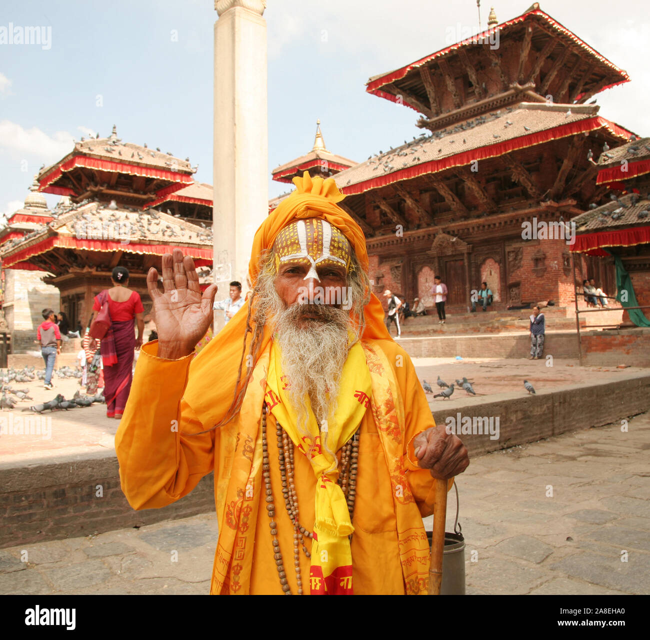 Un Sadhu o uomo santo, Durbar Square, Kathmandu Foto Stock