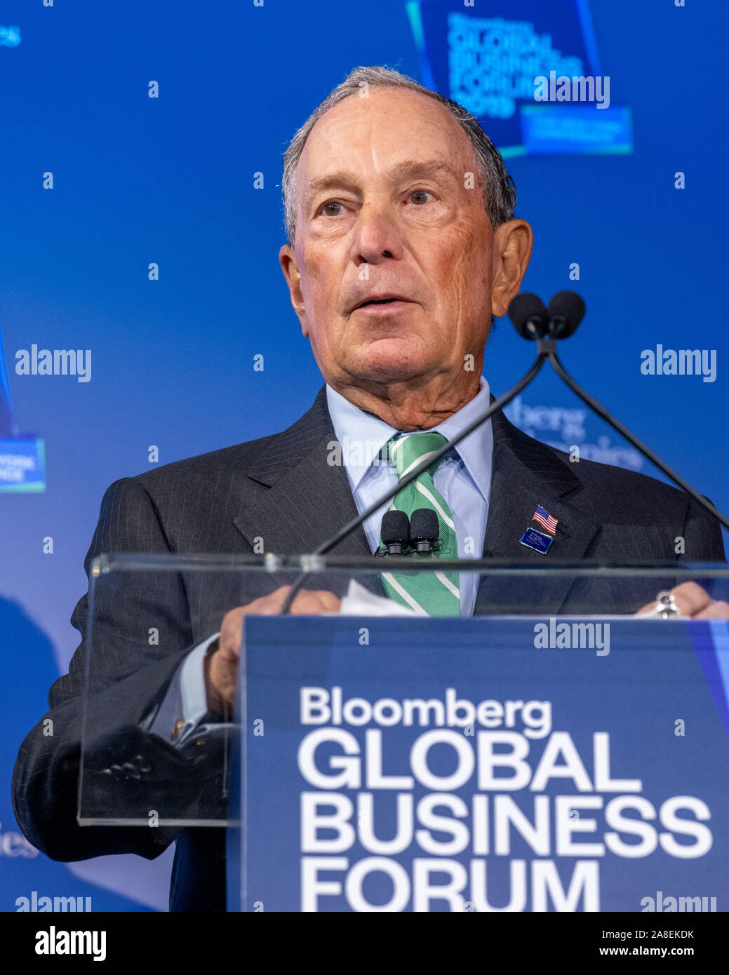 New York, Stati Uniti d'America, 25 settembre 2019. L'ex sindaco di New York City e il miliardario Michael Bloomberg risolve il Bloomberg Global Business Forum. Bloom Foto Stock