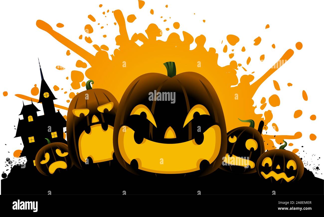Halloween zucca intagliata scary splash Illustrazione Vettoriale