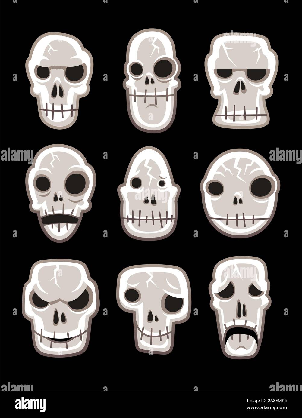 Scheletro umano cranio morto orrore silhouette illustrazione del simbolo Illustrazione Vettoriale
