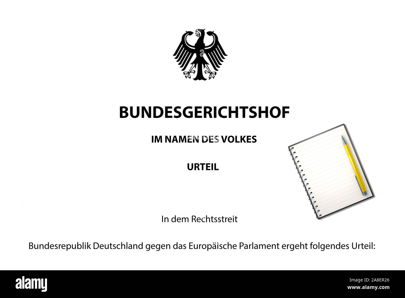 Urteil, Bundesgerichtshof, Notizblock, Foto Stock