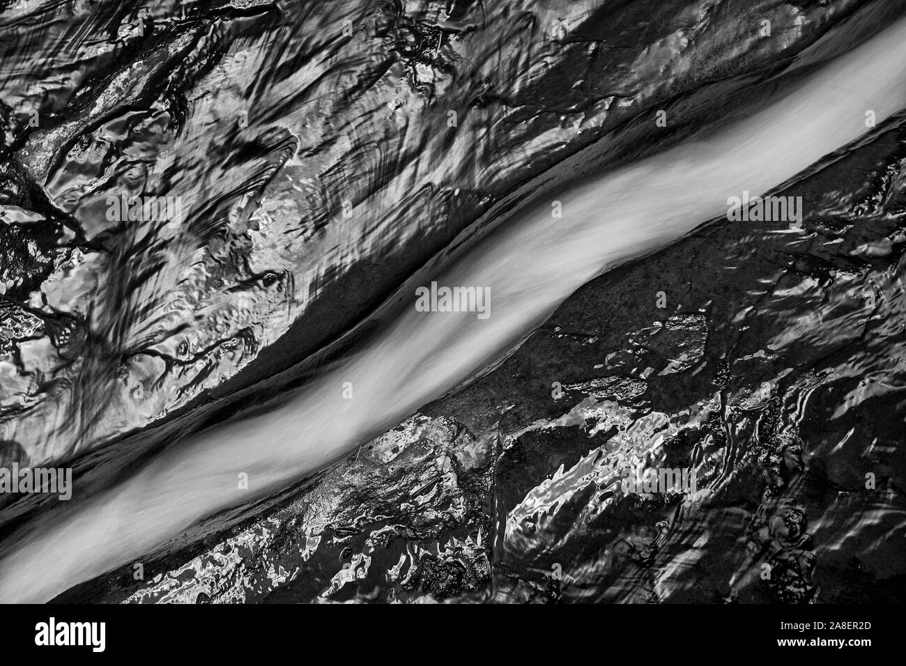 In the Subway, Black and White, Zion National Park, Utah, USA Foto Stock