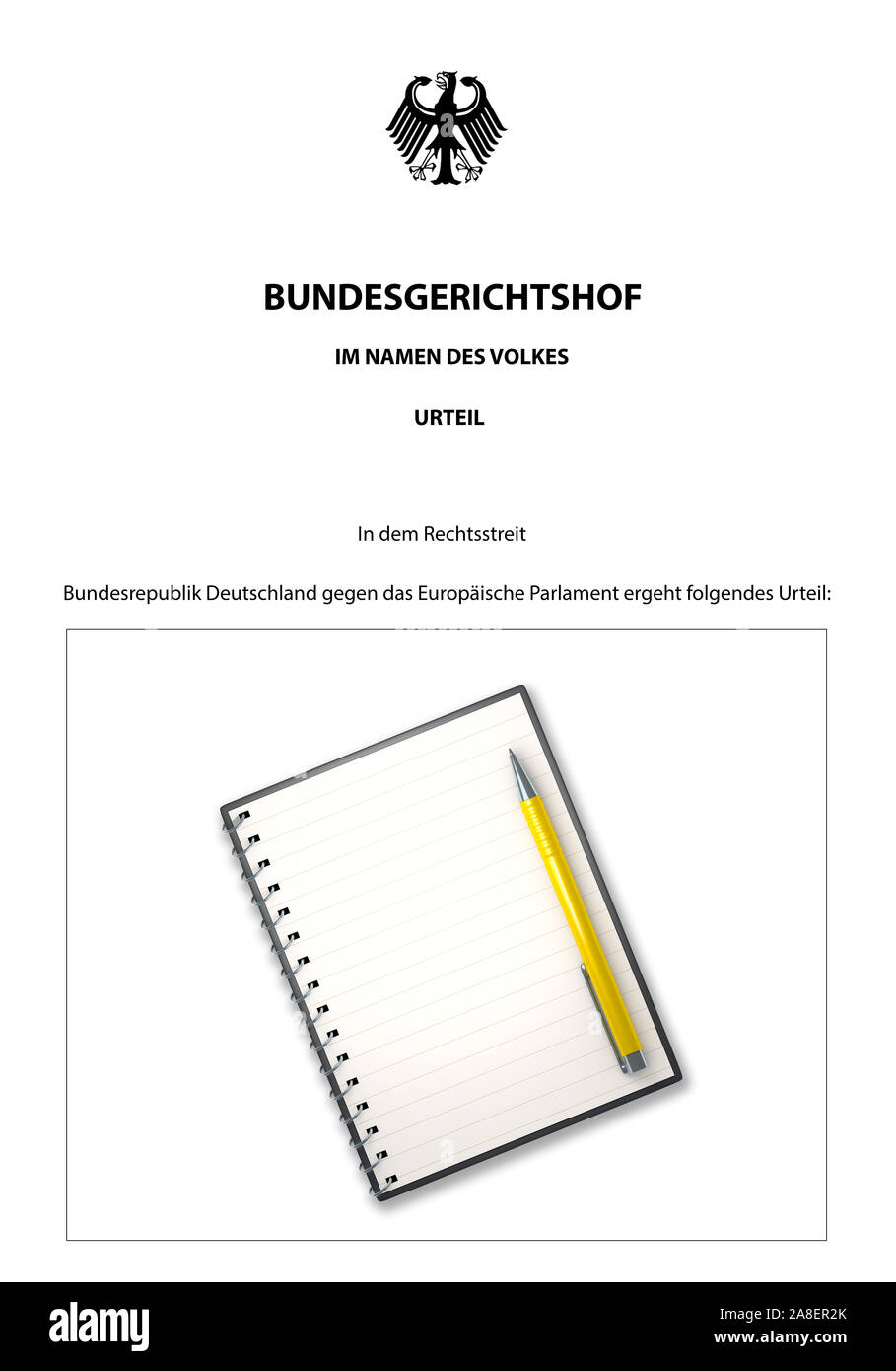 Urteil, Bundesgerichtshof, Notozblock, Kugelschreiber, Foto Stock