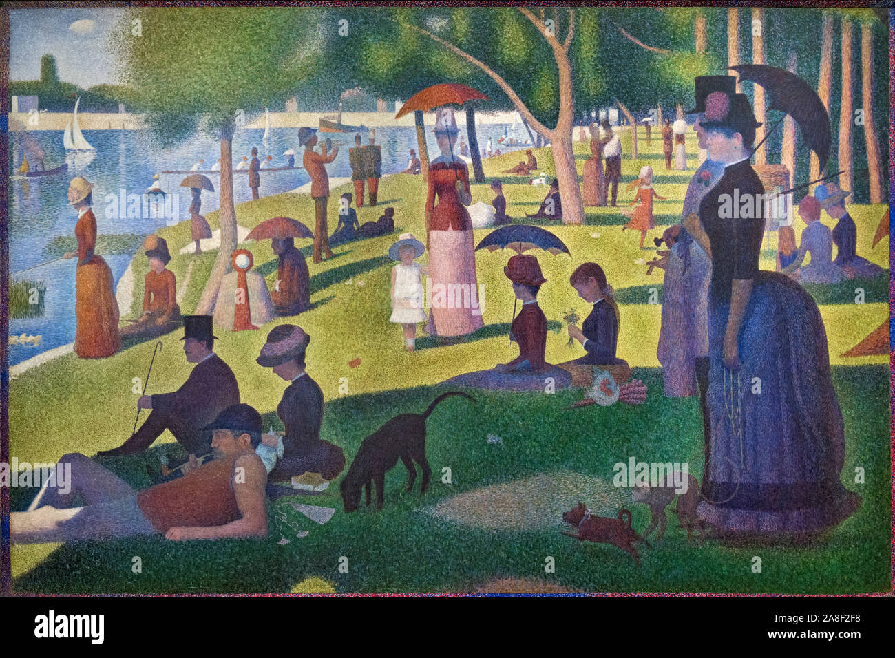 Seurat, la Grande Jatte. Dipinto intitolato “Una domenica su la Grande Jatte” di Georges Seurat (1859-1891), olio su tela, 1884-86 Foto Stock