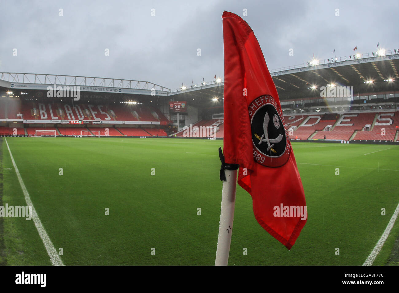 Il 2 novembre 2019, Bramall Lane, Sheffield, Inghilterra; Premier League, Sheffield Regno v Burnley : una vista generale di Bramall Lane su un umido sabato pomeriggio Credito: Mark Cosgrove/news immagini Foto Stock