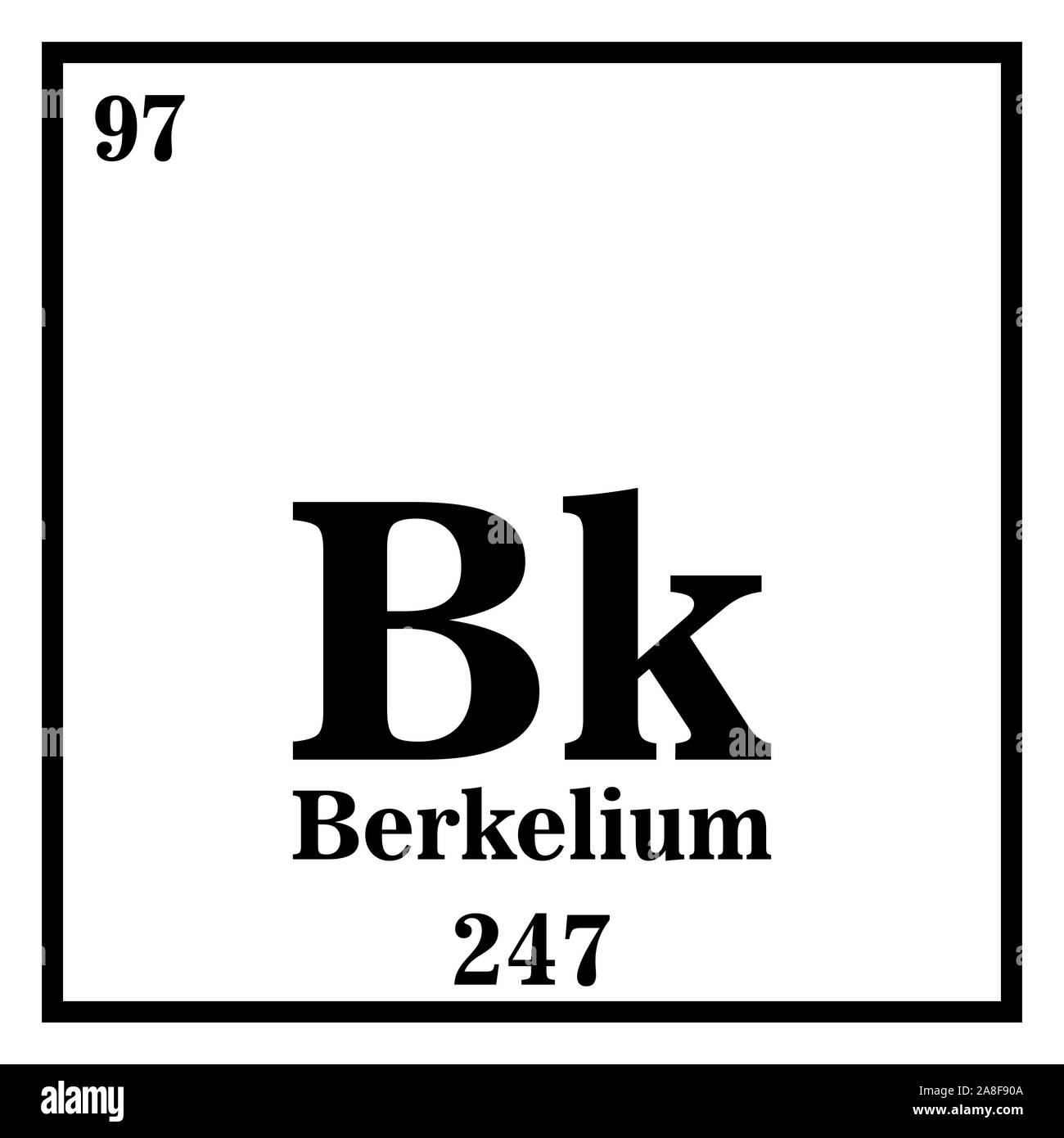 Berkelio Tavola Periodica degli Elementi illustrazione vettoriale EPS 10. Illustrazione Vettoriale