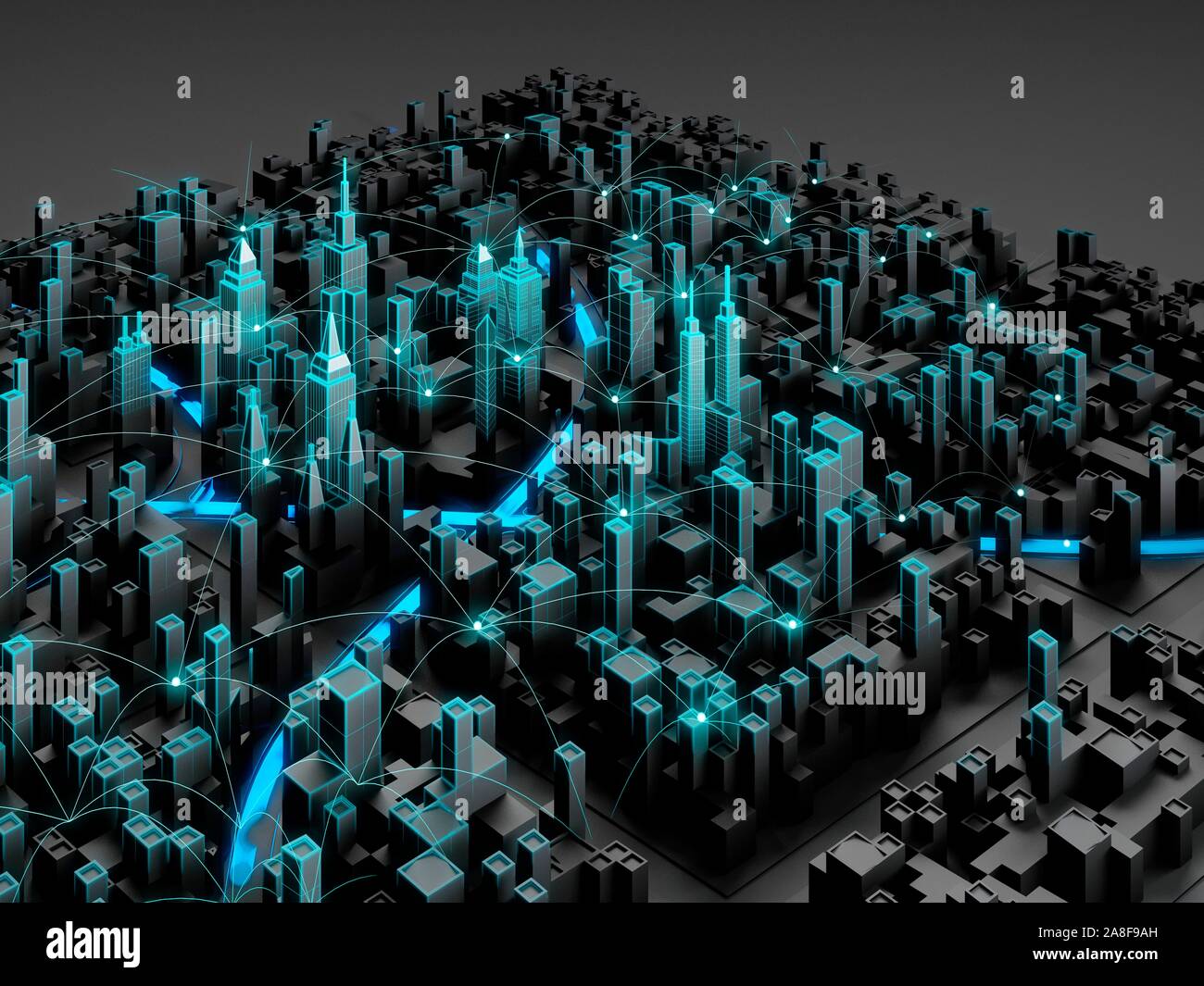 Smart city, illustrazione concettuale Foto Stock