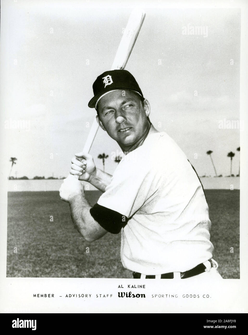 Vintage foto in bianco e nero di Al Kaline con il Detroit Tigers circa 1960s. Foto Stock