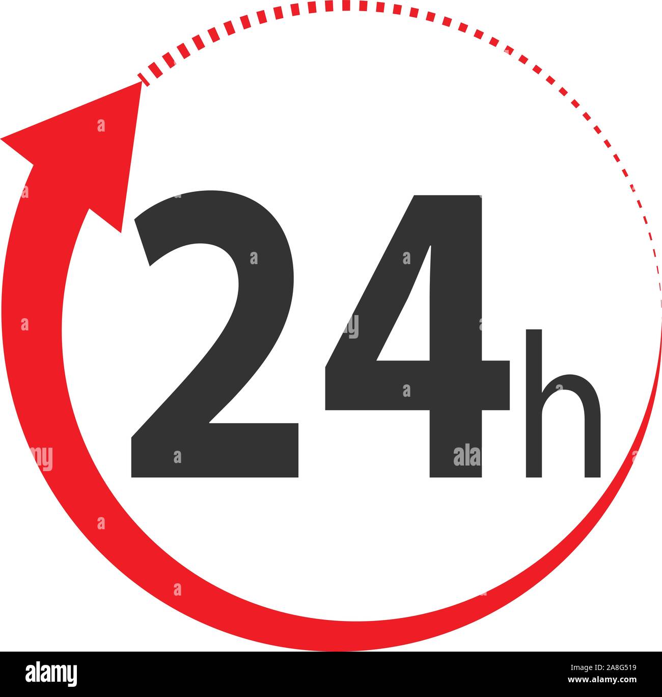 icona di 24 ore su sfondo bianco. segno 24 ore. design piatto. simbolo di consegna 24 ore. Illustrazione Vettoriale