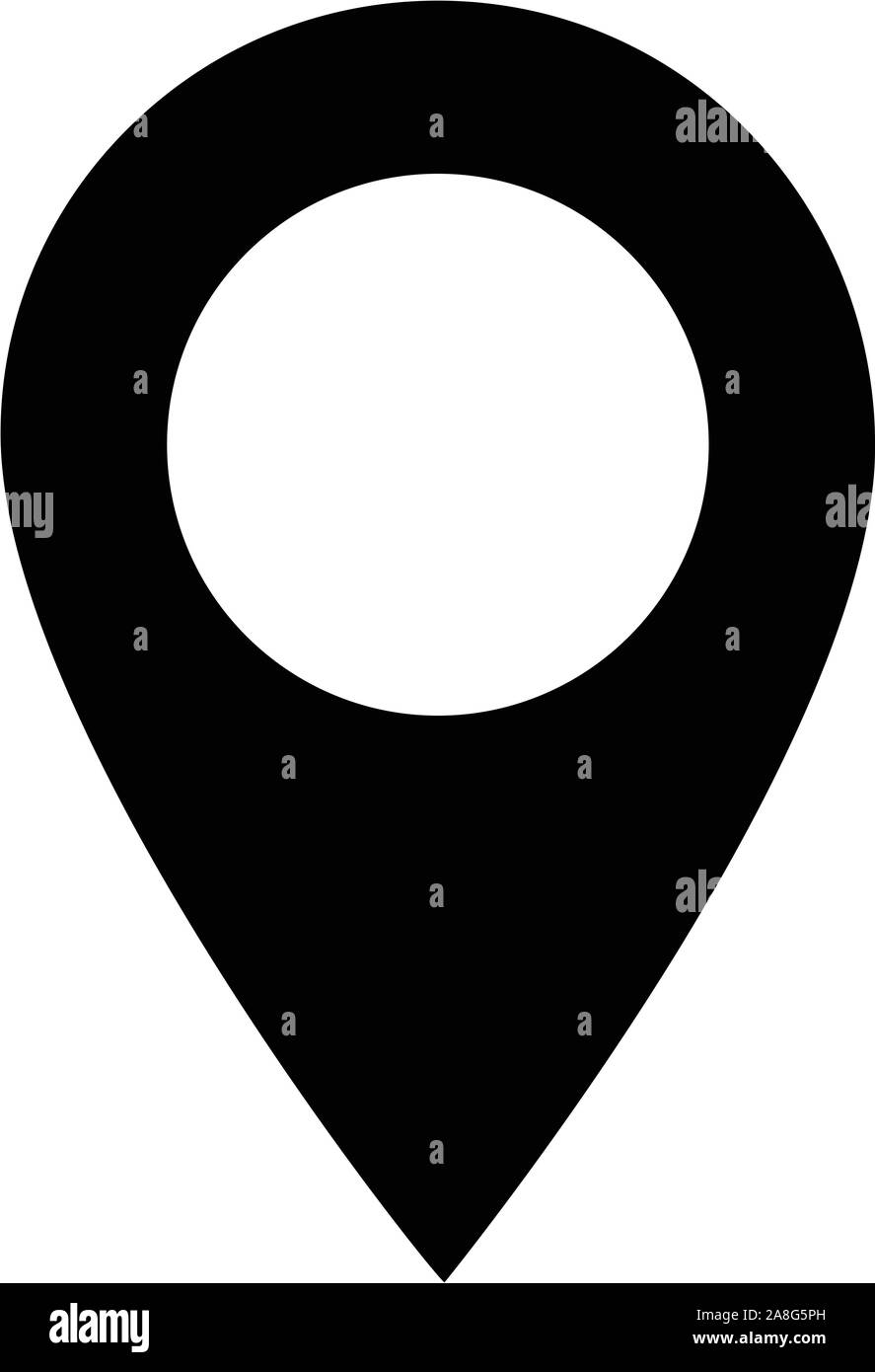 Icona punto mappa su sfondo bianco. Segno di puntina per il tuo sito web design, logo, app, UI. Stile piatto. Simbolo di destinazione. Icona nera della posizione. Illustrazione Vettoriale
